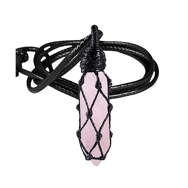 KYEYGWO Pendentif Cristal Hexagonal Chaîne pendentif, Reiki Chakra Pierre Pendule Bijoux Avec Corde Cire Réglable pour les Ho