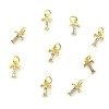 10/26 PCS Diamants Perlé Alliage Pendentif 26 Alphabet Anglais Lettre Anneaux De Reconstitution Métal Nail Art Strass Charmes