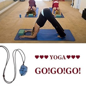 SEKDAQ Collier en Cristal Fluorite Bleu Collier Reiki Chakra Pierre avec Corde tissée à la Main Bleu, Naturel Rare 