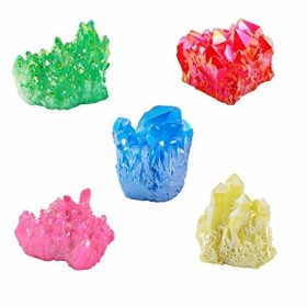 Shanxing Pierre dEnergie Semi Precieuse Pierres et Cristaux Géode Druse Décoration,Enduit de Titane Mixtes Couleur