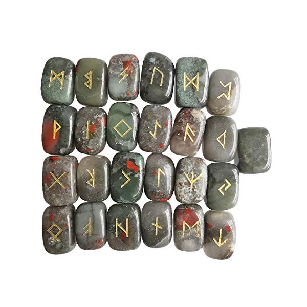 Lovionus89 Ensemble de pierres de rune naturelles polies gravées Futhark Lettrage magique Cristal pour méditation, divination...