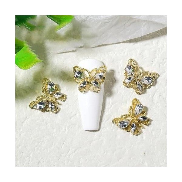 10 pièces papillon alliage ongles breloques 3D papillon Zircon diamant strass ongles bijoux bricolage Nail Art décoration acc