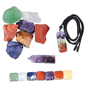 Nupuyai Kit de Cristal de Guérison 7 Chakras Pierres Naturelles, Ensemble de collection de pierres dénergie 16pcs pour la mé