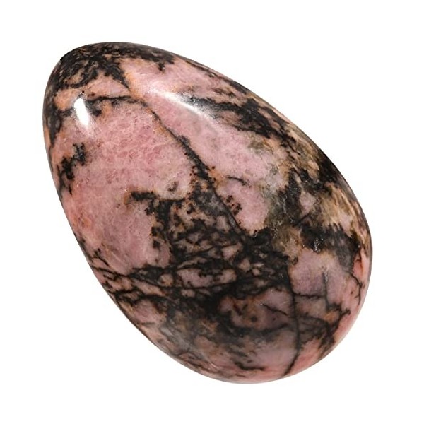 KYEYGWO Lot de 4 œufs en pierre de cristal Reiki - Pierre de poche naturelle polie pour enlever le stress - Rhodonite