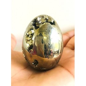 Crystalmiracle Oeuf ovale en pyrite dorée naturelle Pierre précieuse polie Fools Crystal Healing Reiki feng Shui Gift Wellne