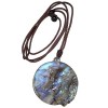 Nupuyai Collier en pierre de labradorite pour femme et homme, pendentif en pierre naturelle sculptée avec corde réglable, Pie