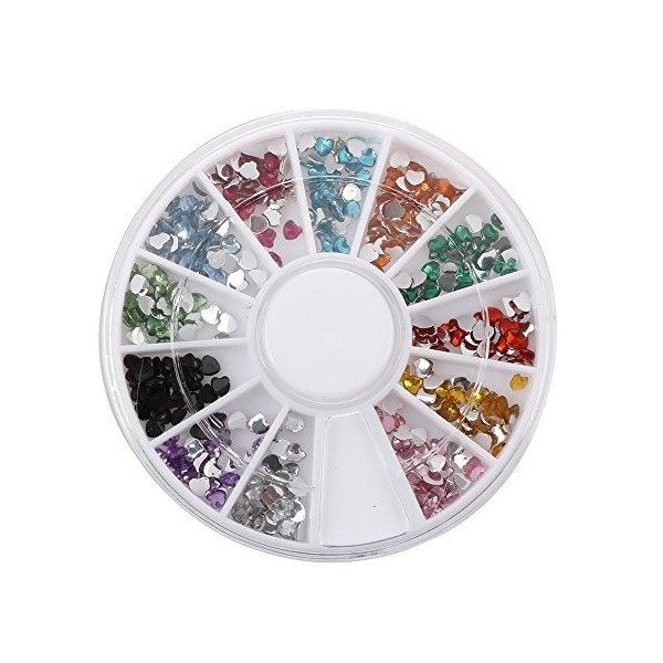 Sadkyer 300x Strass Coeur Deco pour Ongles Faux Naturels Manucure Nail Art Gel UV 2.0mm