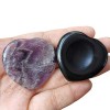 Lovionus89 Lot de 2 pierres de poche en forme de cœur - Pierre de poche - Énergie positive - Méditation - Chakra - Obsidienne