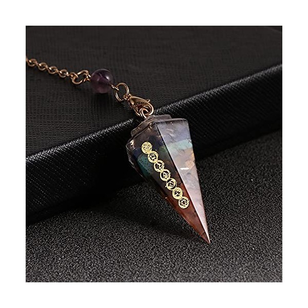 TALXMY 7 Cristaux de Pendulum de Chakra Pendule Dowsing Dowinging Divination, Point de Cristal Pendule Orgonite Pendule pour 