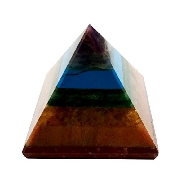 Purpledip Seven Chakra Natural Pyramid: Energy Field of Amethyst, Lapis Lazuli, Green Aventurine, Camel Color Agate, Jasper R