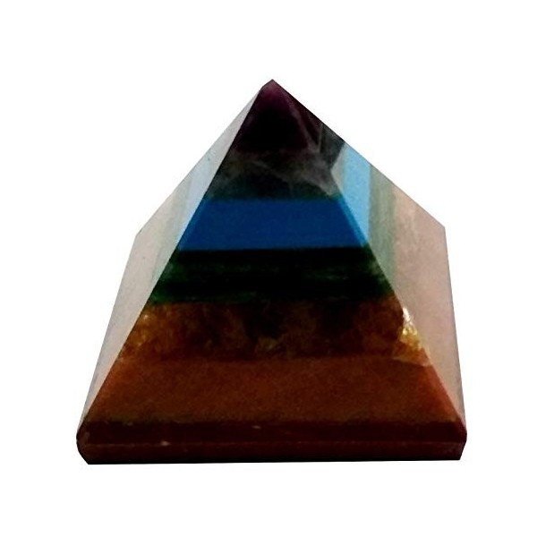 Purpledip Seven Chakra Natural Pyramid: Energy Field of Amethyst, Lapis Lazuli, Green Aventurine, Camel Color Agate, Jasper R