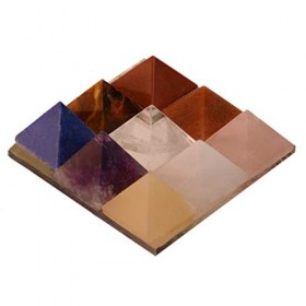 Purpledip Navagraha Nine Stone Pyramid: Hand Polished Natural Healing Authentic Semi-Precious Rocks for Vaastu Feng Shui Posi