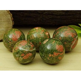 Reikiera Unakite Sphère Pierre Boule avec Anneau Aura de Stand déquilibrage Cristal Reiki Healing- Choisissez Taille