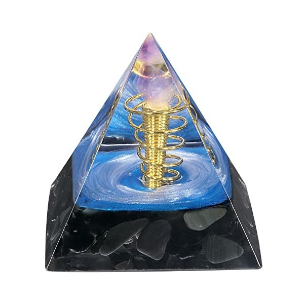 Nupuyai Pyramide en cristal œil de tigre en spirale - Pierre de guérison des chakras - Décoration dintérieur