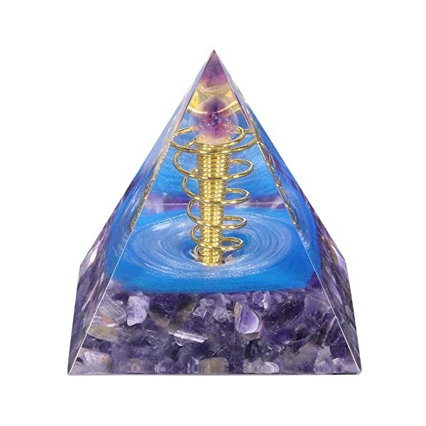 Nupuyai Pyramide en cristal œil de tigre en spirale - Pierre de guérison des chakras - Décoration dintérieur Pierres thérapeu...
