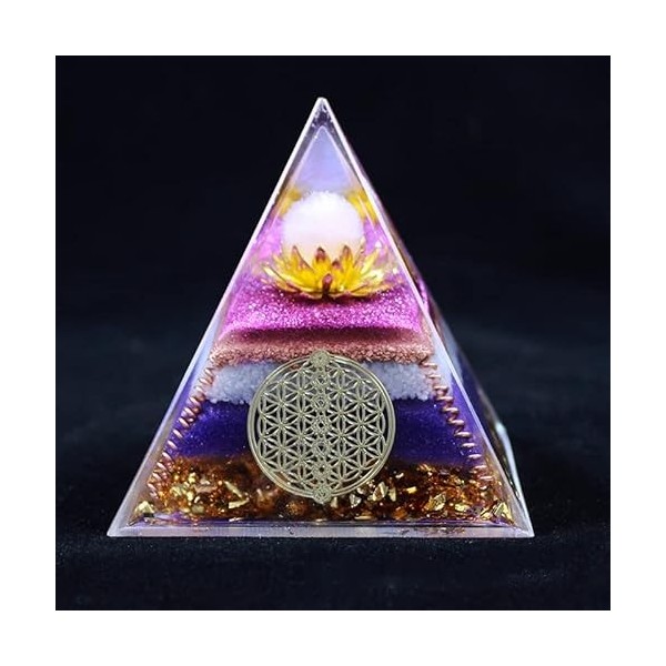 TAMHOPE 7 Chakra Orgrapheite Pyramid Flower of Life Pyramid, Protection de la CEM Cristaux de guérison et de Pierres Cristaux