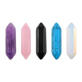 Barre de Cristal de Guérison,Quartz Cristal,Colonne Guérison Energie,Hexagonal Pierre Pointe Pendentif, 5PC Colonne Pierre Na