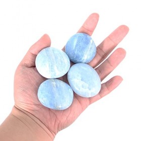 Celestite Pierre de paume-4 pièces Pierre de Quartz Celestite,Pierres Thérapeutiques, pierre dinquiétude, Paquet cadeau