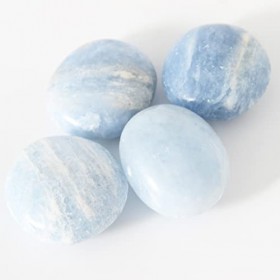 Celestite Pierre de paume-4 pièces Pierre de Quartz Celestite,Pierres Thérapeutiques, pierre dinquiétude, Paquet cadeau