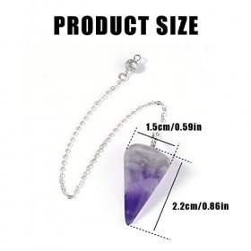 LICHUANUK Pendule en pierre naturelle daméthyste, pendule en cristal, pendule en cristal hexagonal vintage pour la radiesthé