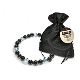 Shungite Armor Bracelet de protection contre les ondes électromagnétiques orné de cristaux Xilion Swarovski® Aquamarine Auror