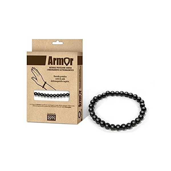 Shungite Armor Bracelet de protection contre les ondes électromagnétiques Taille L - Circonférence 17,8 cm