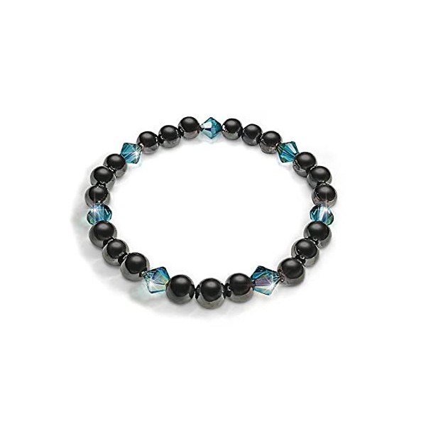 Shungite Armor Bracelet de protection contre les ondes électromagnétiques orné de cristaux Xilion Swarovski® Indicolite Auror