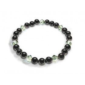 Shungite Armor Bracelet de protection contre les ondes électromagnétiques orné de cristaux Xilion Swarovski® Chrysolite Auror