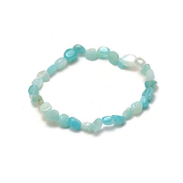 Miracles Minéraux Bracelet Pierre roulée, pierre naturelle semi-précieuse, plus de 30 gemmes au choix Larimar AA 