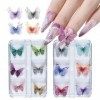 12pcs Clous en Gaze de Papillon Charmes dOngle en Papillon Clous dOngle en Papillon Transparent à Paillettes Conception de 