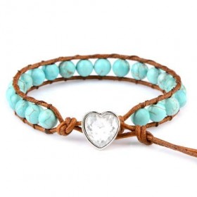 Bracelet "Mon Amour" en Howlite tuquoise