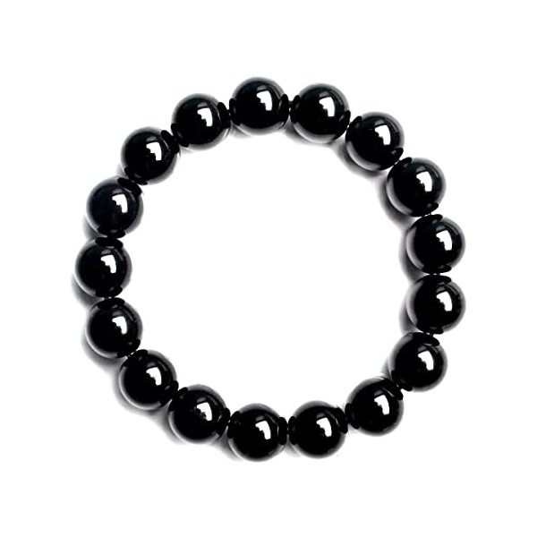 Bracelet en obsidienne noire de 12 mm pour poignet solide,Convient aux poignets de 21.6 à 22.9 cm,Soulage le stress et lanxi