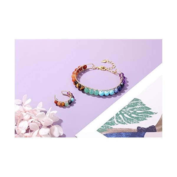 GEHECRST 7 Chakra Bracelet avec anneau de chakra naturel - Bracelet de yoga guérison Reiki - Thérapie énergétique - Pour homm