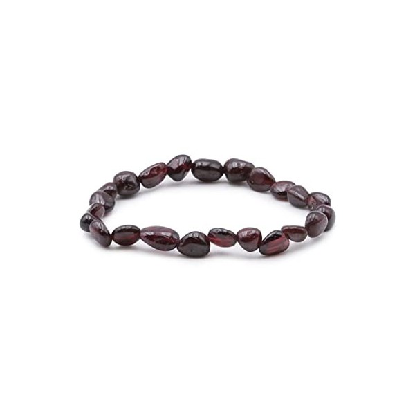 la féerie des minéraux Bracelet Pierres Roulées Grenat Rouge Almandin A - Bracelet Reiki élastique Homme et Femme - Méditatio