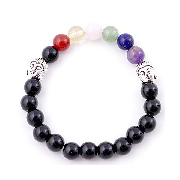 ARITZI - 7 Chakras Bracelet élastique minéral & Perles en Pierre de Onyx - Nirav