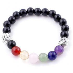 ARITZI - 7 Chakras Bracelet élastique minéral & Perles en Pierre de Onyx - Nirav