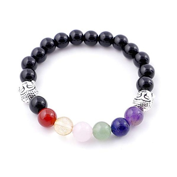ARITZI - 7 Chakras Bracelet élastique minéral & Perles en Pierre de Onyx - Nirav