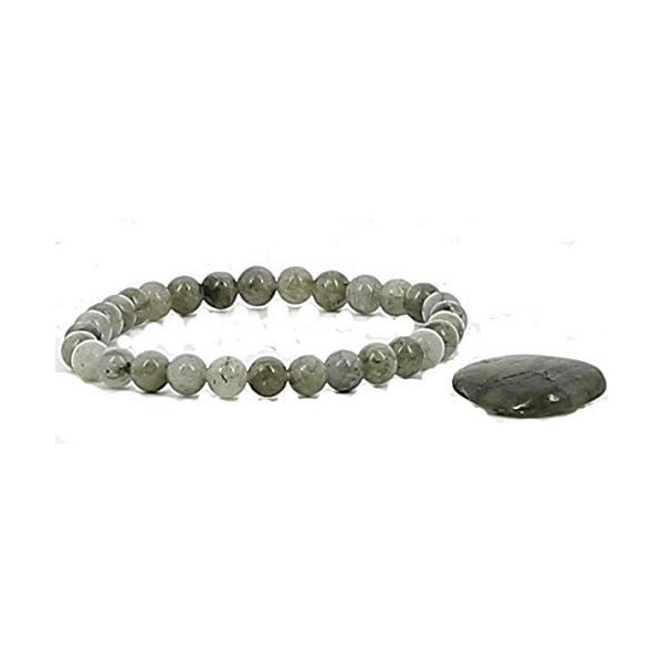 Alpha Bien Etre Bracelet Labradorite -Large -31 Perles 5/6mm - 19 cm- Pierre Offerte- Protection Intense