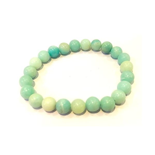 Bracelet de perles rondes en amazonite - Accessoire de mode - Cadeau pour homme et femme - Pierre précieuse de guérison, amou