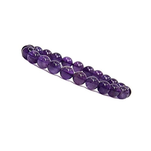 Emilys Gems Kraft - Power - Bracelets Chakra | élastique | Pierre Naturelle 8 mm - pour Votre Bien-être - Améthyste