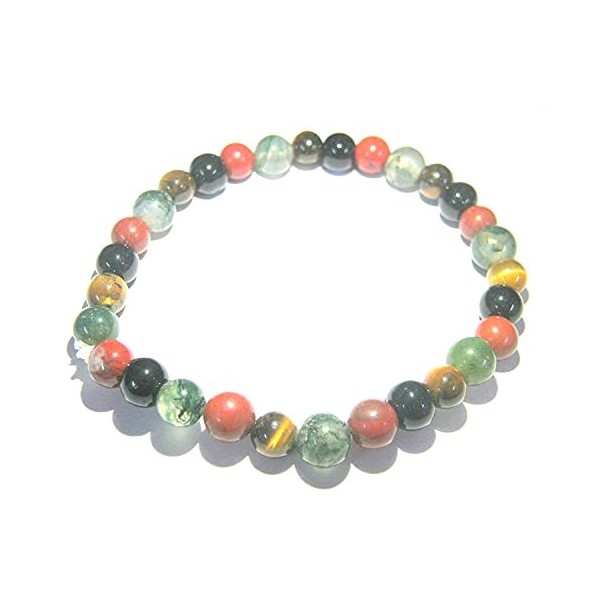 puissant Rouge Jasper Obsidienne Agate mousse œil de tigre Perles rondes Bracelet cristal Guérison Mode Cadeau Energy Métaphy