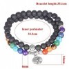Bracelet double, 7 chakras, pierre de lave, protection reiki