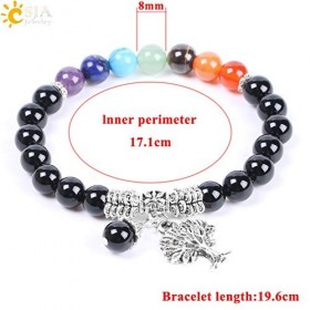 Bracelet 7 chakras,onyx noir,arbre de vie