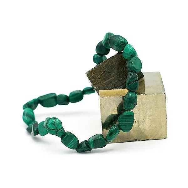 Miracles Minéraux Bracelet Pierre roulée, pierre naturelle semi-précieuse, plus de 30 gemmes au choix Malachite 