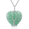 RIXERKOC Collier de cristal de guérison en Quartz rose naturel Arbre de vie Pendentif en pierre de coeur en fil de fer Bijoux