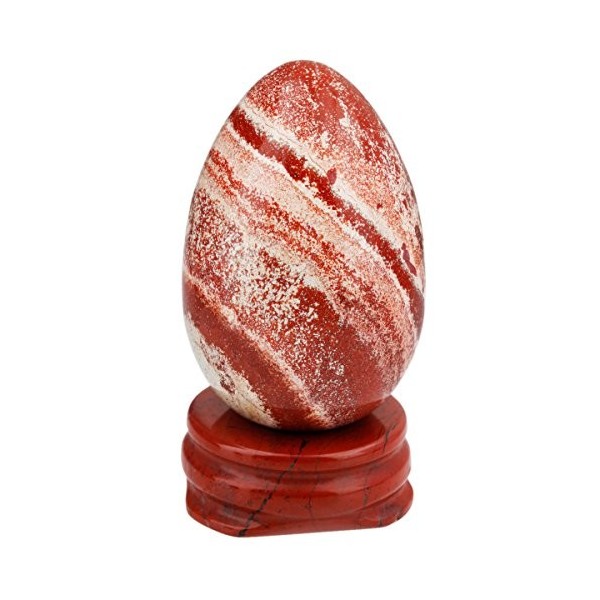 Nupuyai Oeuf en cristal avec support pour décoration de la maison, pierre polie sculptée pour guérison du chakra Reiki, Black...