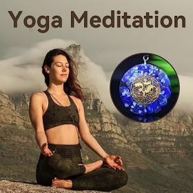 KETLIXS Orgone Metatron Cube Om Collier, Metatron Cube Merkeba Chakra Crystal Stone for la guérison Yoga Méditation,Bleu