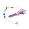 KETLIXS Améthyste Chakra Radiesthésie Pendule Pendentif Améthyste Pierre Ange Guérison Sceptre Wicca, Violet Améthyste