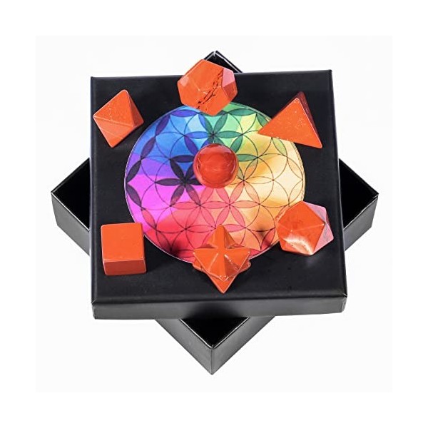 mookaitedecor 7 Cristal de Roche Merkaba Pierres, Chakra Guérison Pierre Énergie Géométrie de Solide Platonicien Reiki Décora