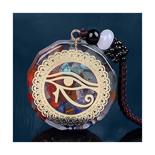 SEKDAQ 7 Colliers De Pendentif Organite Chakra, Yoga Horus Eye Rune Resin Collier Pendentifs en Cristal Cristaux De Guérison 